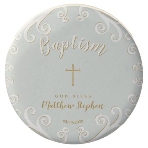 Baptism Scrolls in Powder Blue and Gold Chocolate Dipped Oreo