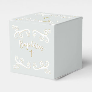 Baptism Scrolls in Powder Blue and Gold Favor Boxes