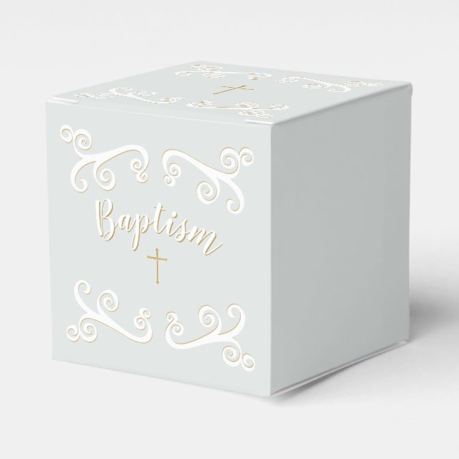 Baptism Scrolls in Powder Blue and Gold Favor Boxes (Front Side)