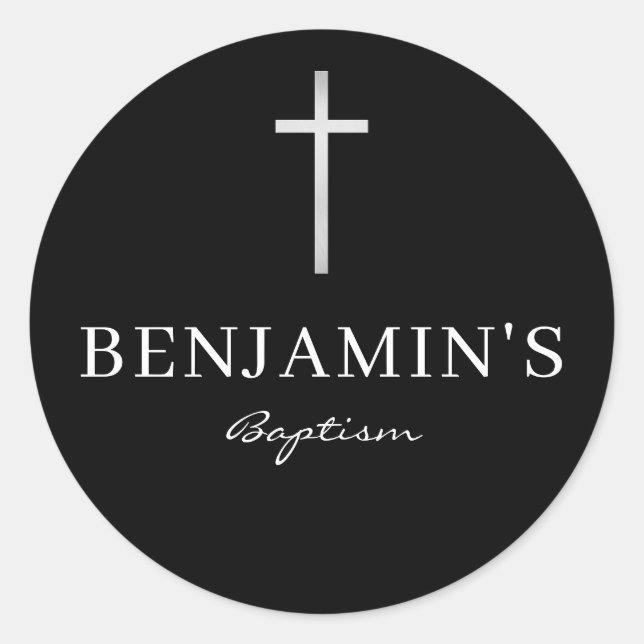 BAPTISM SEAL modern slim silver gray cross black (Front)