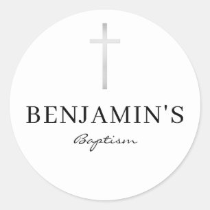 BAPTISM SEAL modern slim silver gray cross white