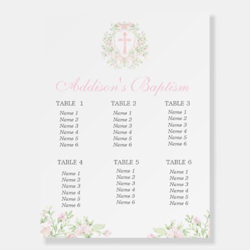 Baptism Seating Chart Foam Board