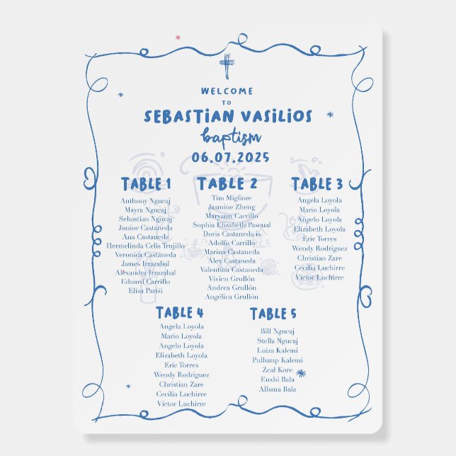 BaptISM Seating Chart Foam Board (Front)
