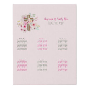 BAPTISM Seating Chart PREMIUM - Up to 60 Guests Faux Canvas Print