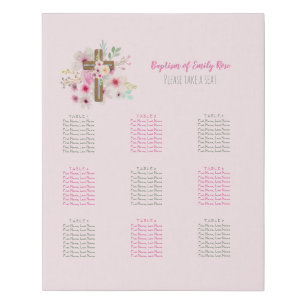 BAPTISM Seating Chart PREMIUM - Up to 90 Guests Faux Canvas Print