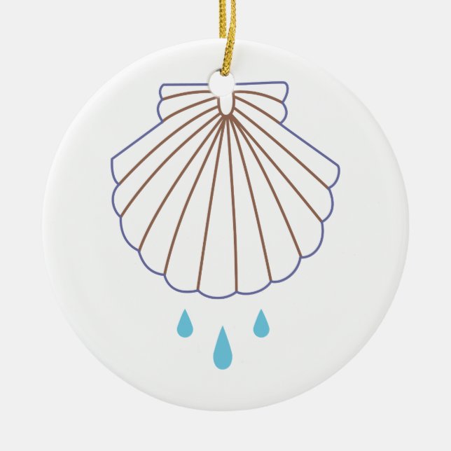Baptism Shell Applique Ceramic Ornament (Front)