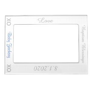 Baptism Silver Blue Vertical Magnetic Frame