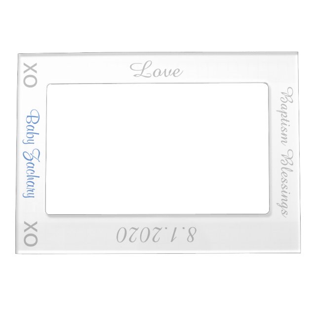 Baptism Silver Blue Vertical Magnetic Frame (Front)