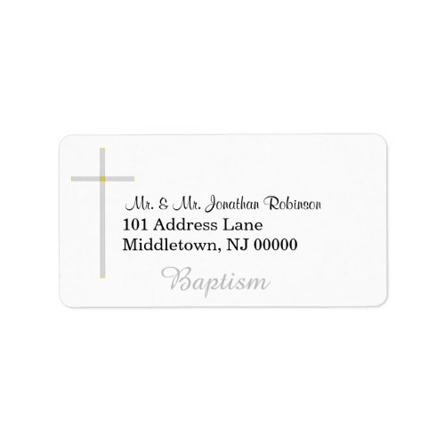Baptism Silver Cross Address Labels