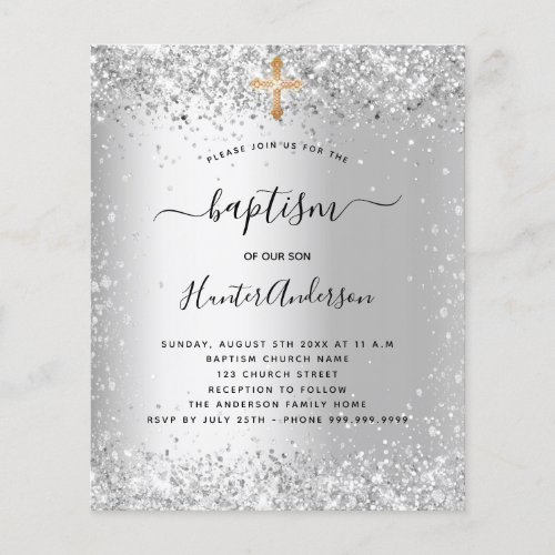 Baptism silver glitter gold baptism invitation flyer