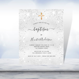 Baptism silver gold cross adult budget invitation flyer