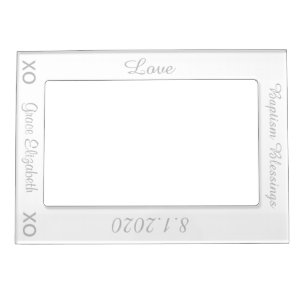 Baptism Silver Name Vertical Magnetic Frame