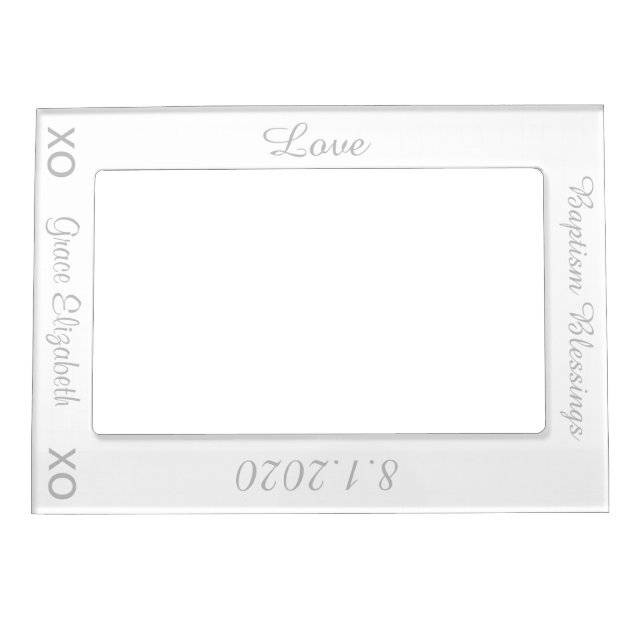 Baptism Silver Name Vertical Magnetic Frame (Front)