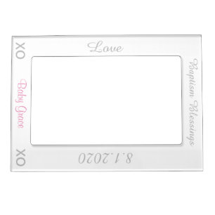 Baptism Silver Pink Name Vertical Magnetic Frame