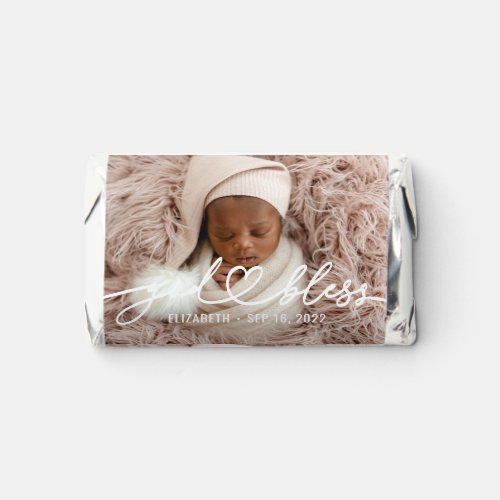 Baptism Simple Elegant Modern Heart Baby Photo Hersheys Miniatures