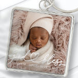Baptism Simple Elegant Modern Heart Baby Photo Keychain<br><div class="desc">This simple and modern design is composed of serif typography and add a custom photo,  add baby's name and month and year of baptism</div>