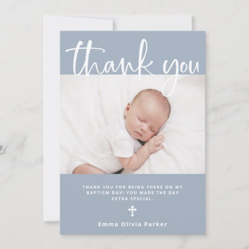 Baptism | Simple Minimal Blue with Photo