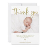 Baptism | Simple Minimal Gold with Photo Thank You Card Baptism | Simple Minimal Gold with Photo Thank You Card