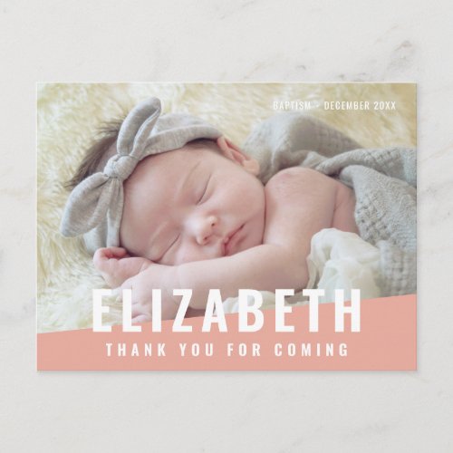 Baptism Simple Modern Bright Color Photo Thank You Postcard