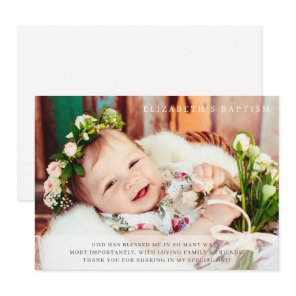 Baptism Simple Modern Chic Photo Thank You Card