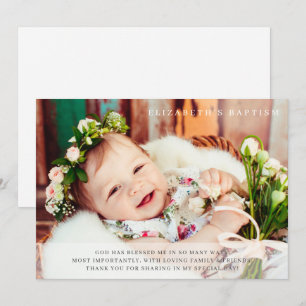 Baptism Simple Modern Chic Photo Thank You Card