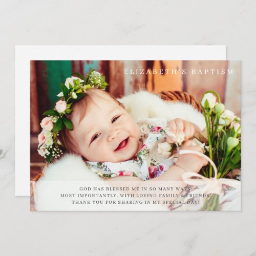 Baptism Simple Modern Chic Photo Thank You Card