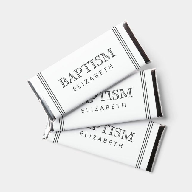 Baptism Simple Modern Elegant Chic Hershey Bar Favors (Front)
