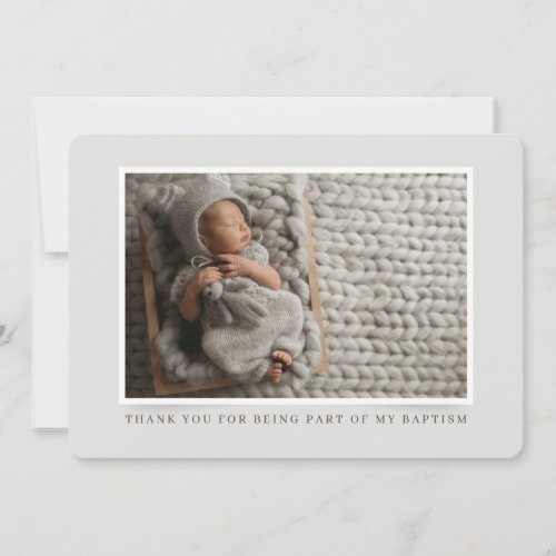 Baptism  Simple Modern Photo Thank You Card