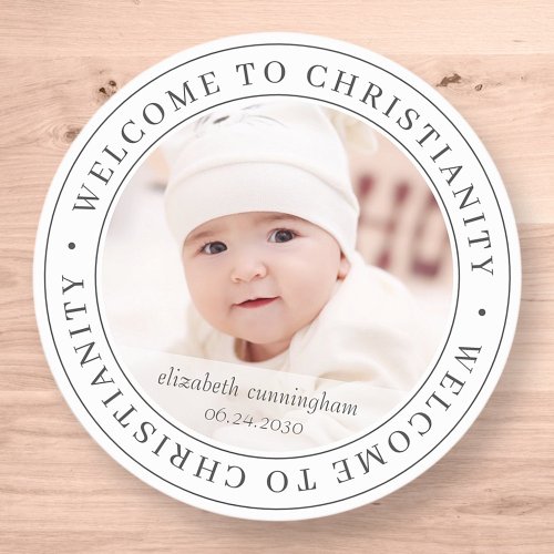 Baptism Simple Welcome to Christianity Photo Classic Round Sticker