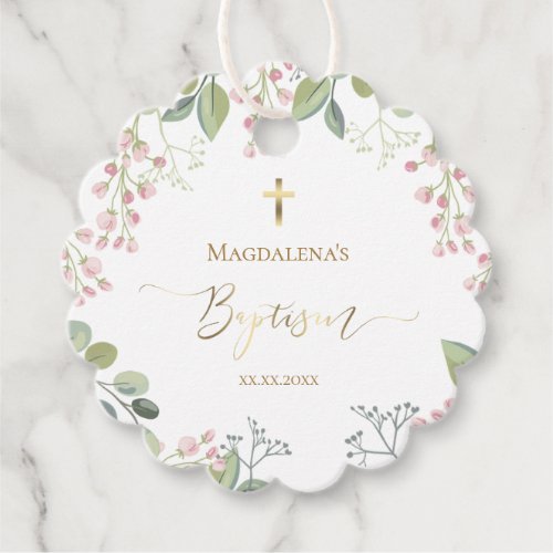 Baptism small flowers favor tags