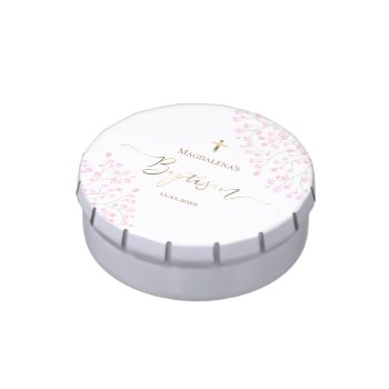 Baptism Small Pink Flowers Baby Girl Candy Tin by lucykitty at Zazzle