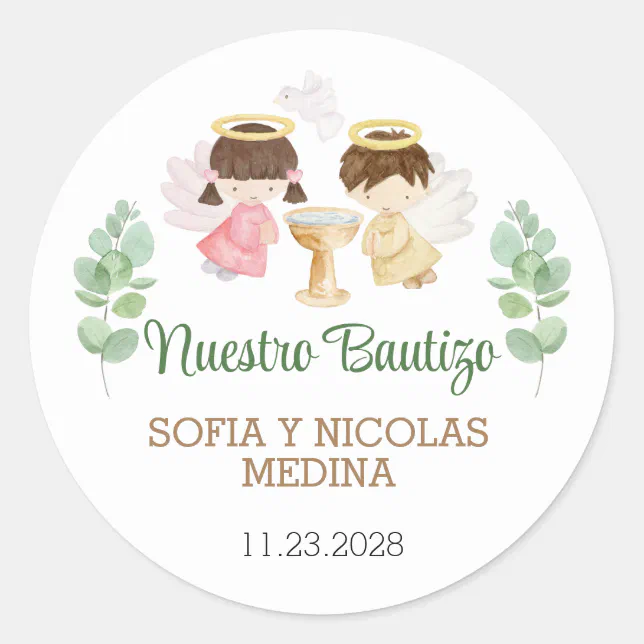 Baptism Stickers Girl Boy Bautizo Spanish Español | Zazzle