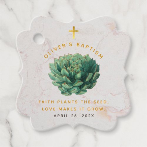 Baptism Succulent Elegant Faith Plants the Seed  F Favor Tags