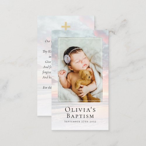 Baptism Sunruse Photo Keepsake Prayer Card