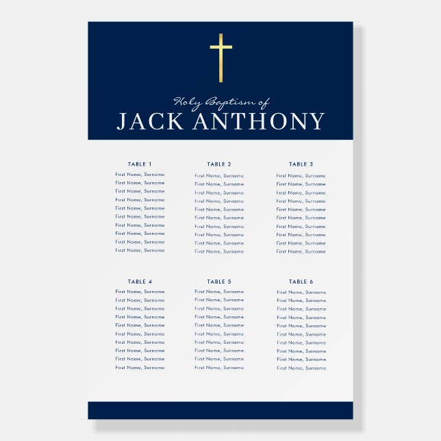 BAPTISM TABLE PLAN 6 tables modern navy Foam Board (Front)