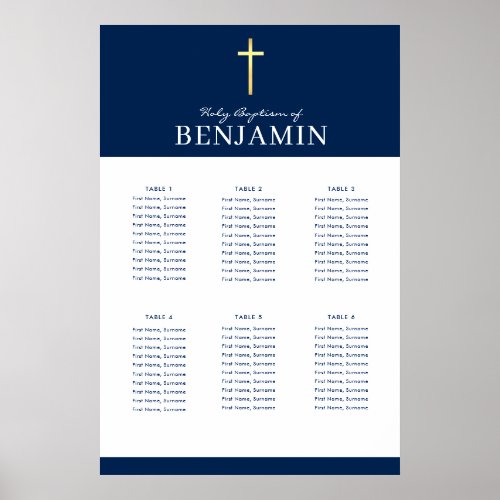 BAPTISM TABLE PLAN 6 tables modern navy Poster