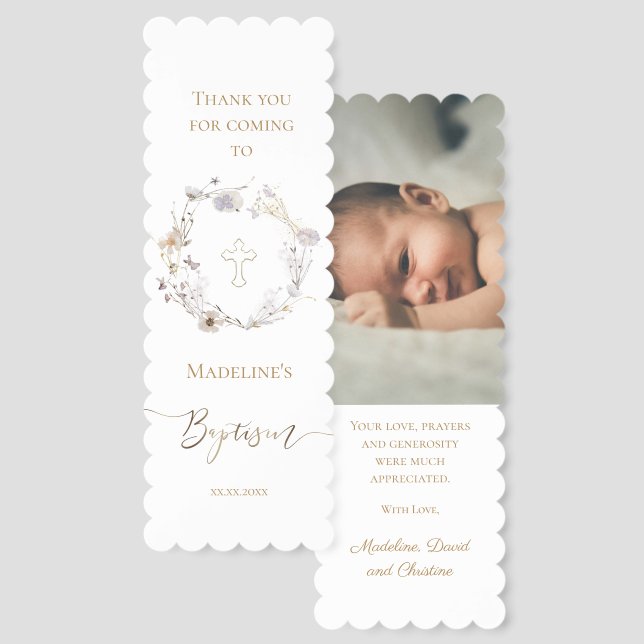 Baptism thank you bookmarks (Front & Back)