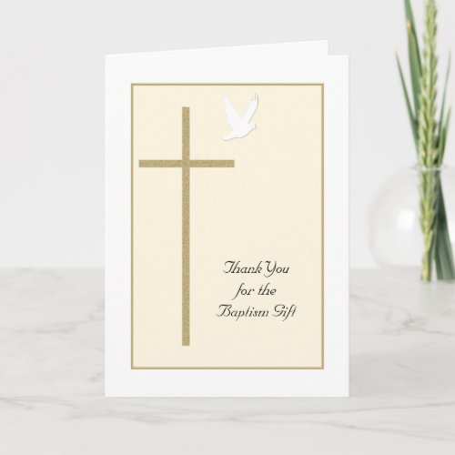 Baptism Thank You Card  Cross and Dove