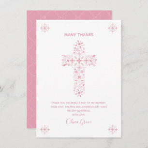 Baptism, Thank You Card - Girl's Custom Note