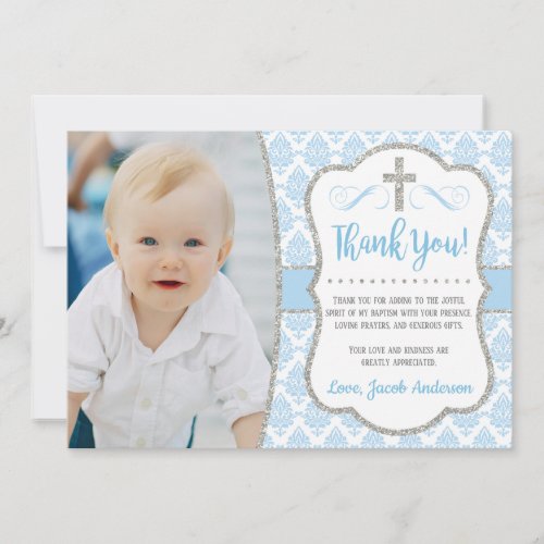 Baptism Thank You Card with Photo  Boy Baptism