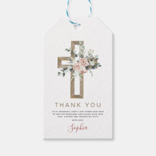 Baptism Thank You Dusty Pink Rose Girl's Gift Tags