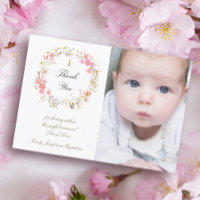 Baptism thank you flowers wreath invitation