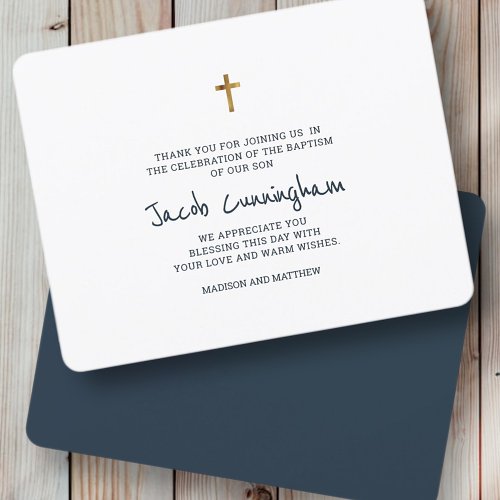 Baptism Thank You Modern Simple Gold Cross