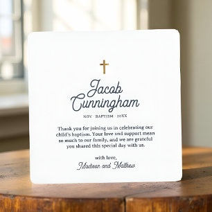 Baptism Thank You Modern Simple Gold Cross Note Card