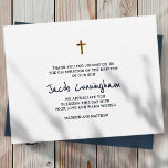 Baptism Thank You Modern Simple Gold Cross Note Card<br><div class="desc">This modern design is composed of simple serif and cursive script typography adorned with a faux golden cross.</div>