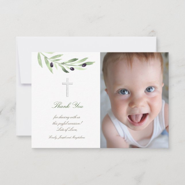 Baptism thank you olive branch invitation (Front)