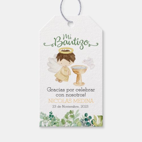 Baptism Thank You Tag Gift Tags in Spanish Boys