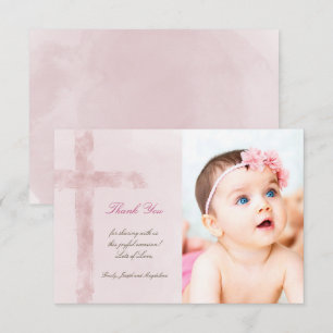 Baptism thank you watercolor Holy Cross Invitation