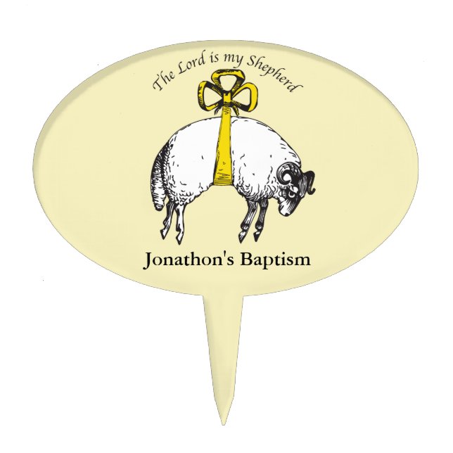 Baptism The LORD is my shepherd Psalm 2 Cake Topper (Front)