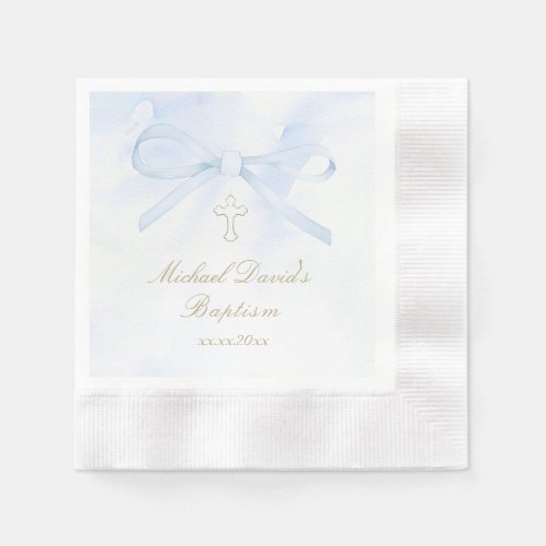 Baptism watercolor blue bow